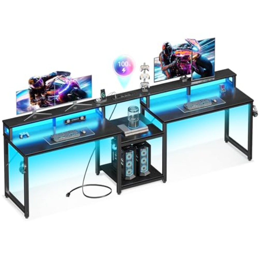 Desk Setup Dual Monitor - Escritorio para juegos, diseñado para dos