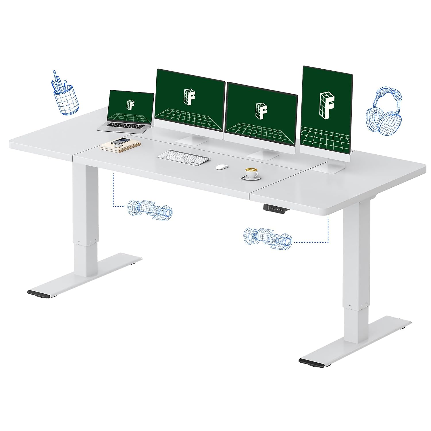 Desk Setup Dual Monitor - Escritorio Eléctrico de Altura Ajustable con