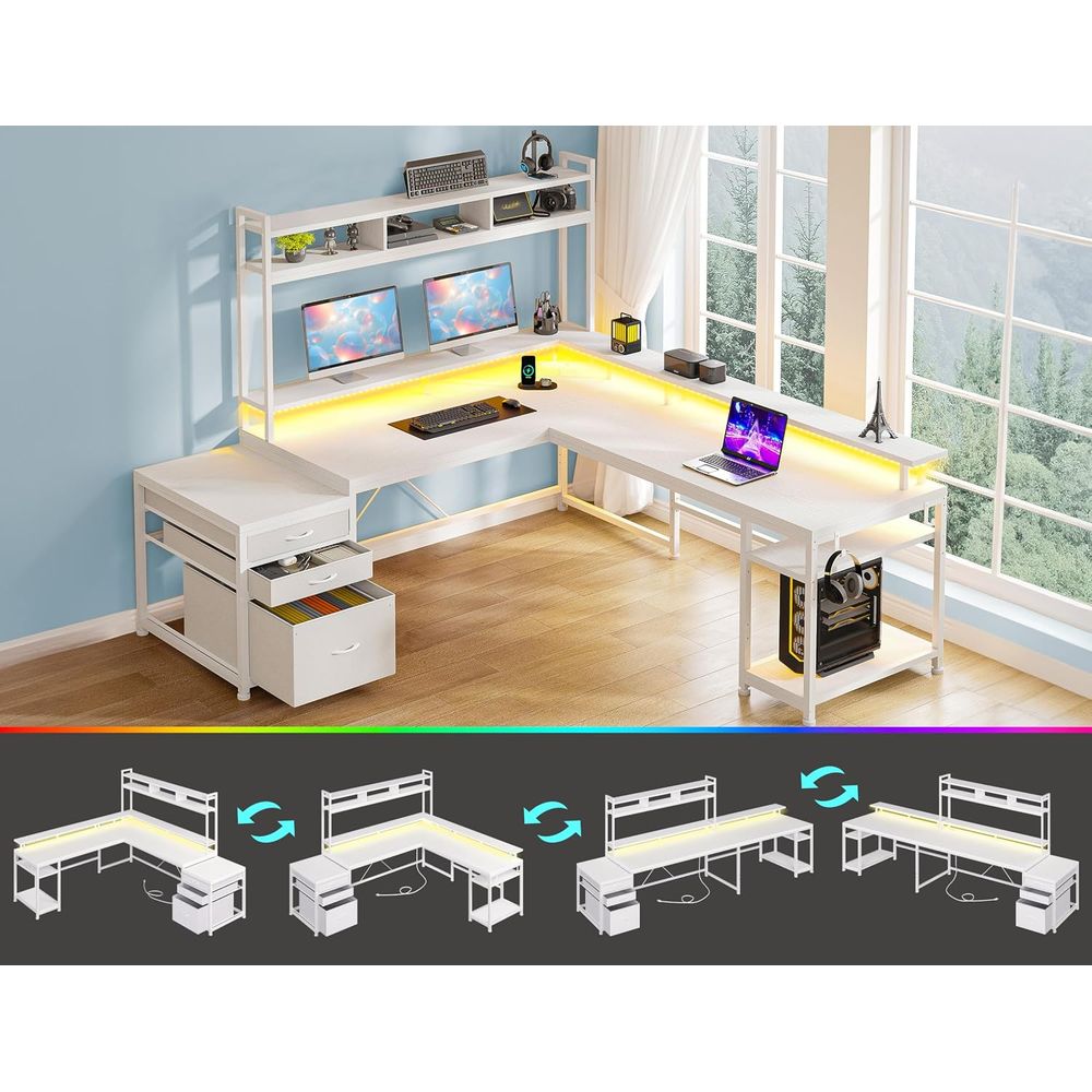 Escritorio en Forma de L de 10 - Desk Setup Dual Monitor reseña y precio