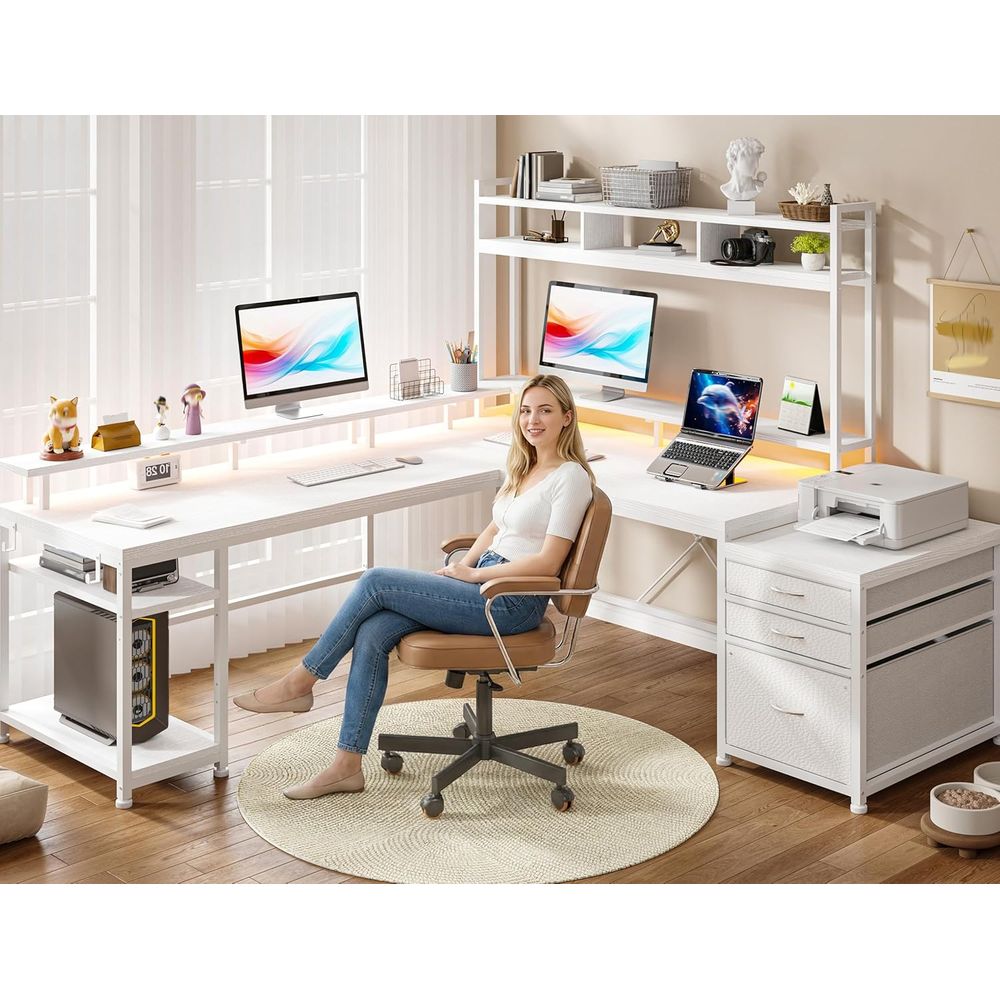 Escritorio en Forma de L de 10 - Desk Setup Dual Monitor reseña y precio