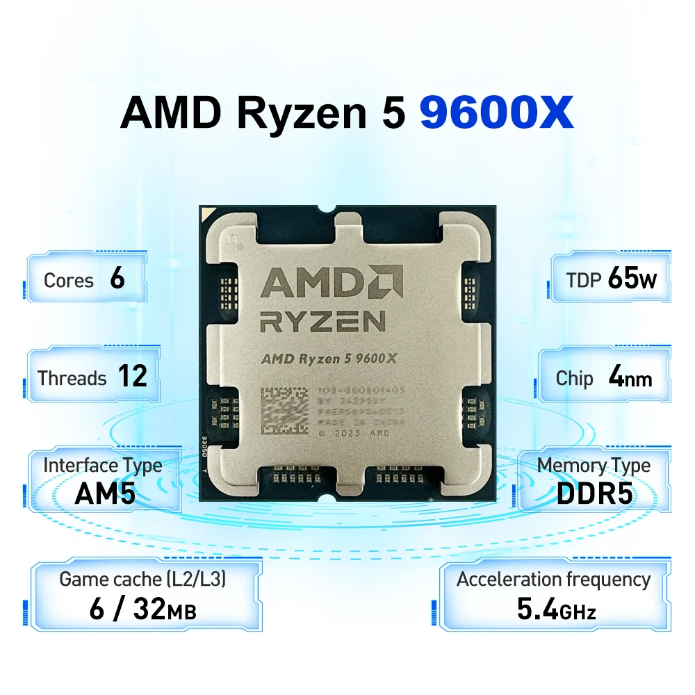 AMD Ryzen 5 9600X L3 = 32M 5,4 - Amd Cpu Ryzen 9 reseña y precio