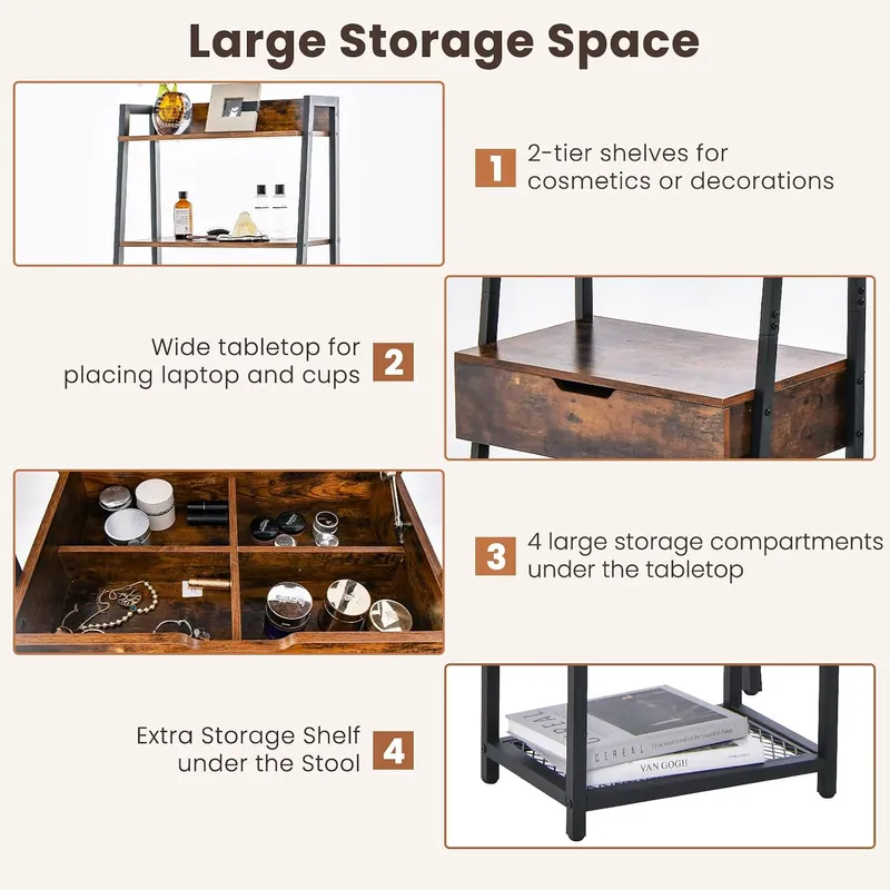 Conjunto de tocador con espejo - Desk Setup In Small Bedroom reseña y precio